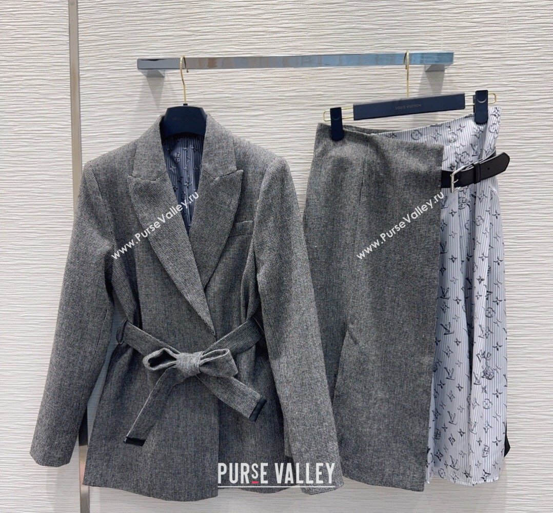 Louis Vuitton Skirt and Jacket Set Grey/Blue 2026 LV031101 (QI-260311078)