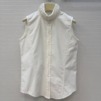 Alaia Cotton Shirt Vest White 2026 AL031103 (QI-260311019)