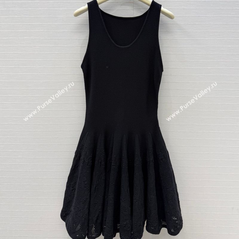 Alaia Skater Cotton Knit Dress Black 2026 AL031101 (QI-260311016)