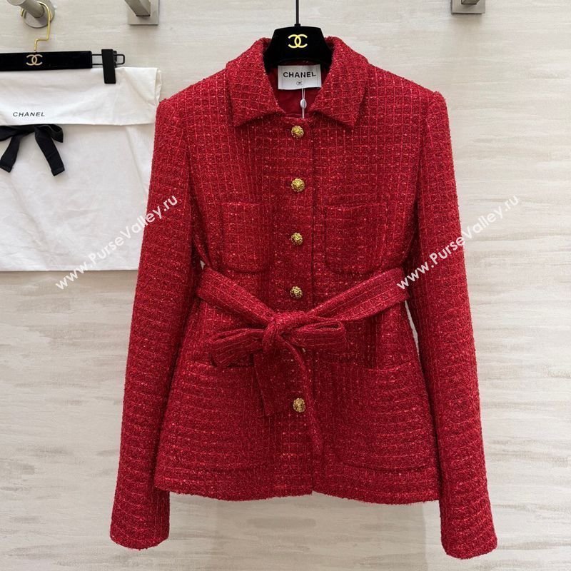 Chanel Tweed Jacket Red 2026 CH0311012 (QI-260311105)