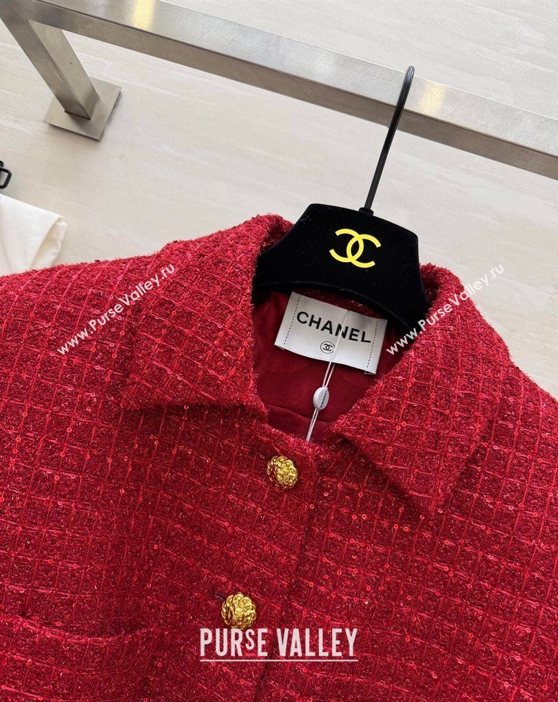 Chanel Tweed Jacket Red 2026 CH0311012 (QI-260311105)