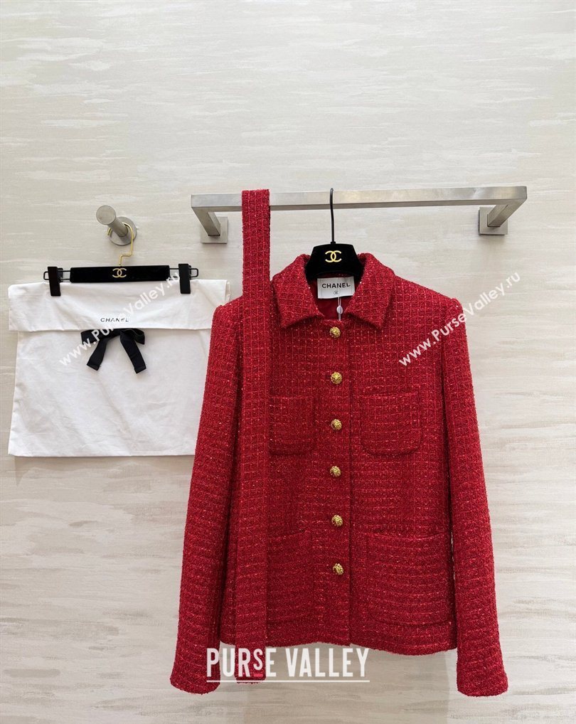 Chanel Tweed Jacket Red 2026 CH0311012 (QI-260311105)