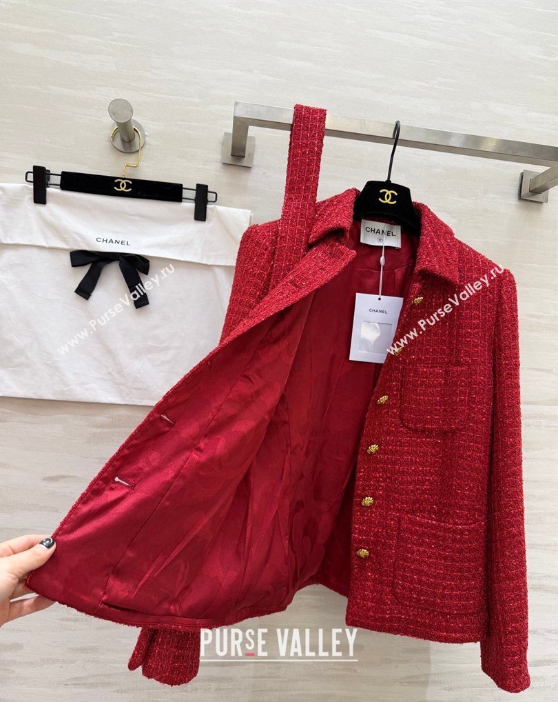Chanel Tweed Jacket Red 2026 CH0311012 (QI-260311105)
