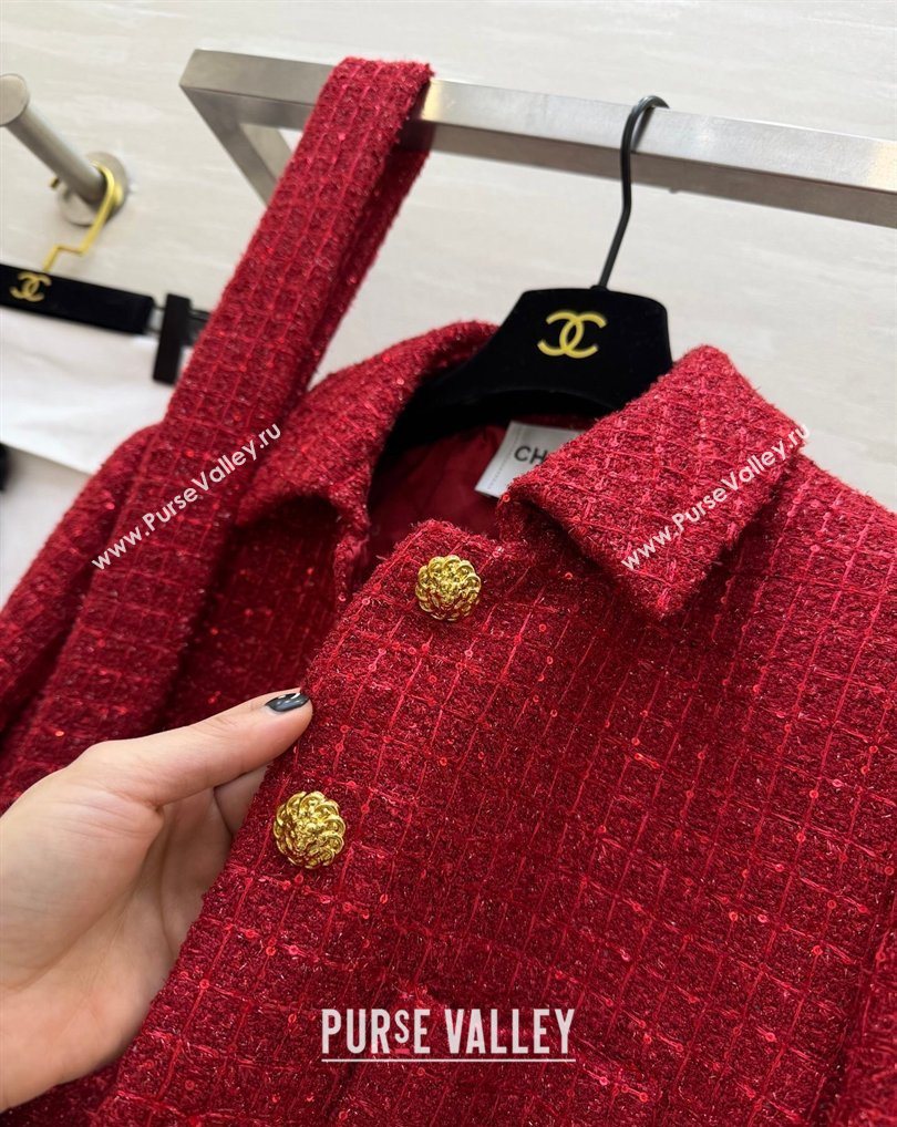 Chanel Tweed Jacket Red 2026 CH0311012 (QI-260311105)