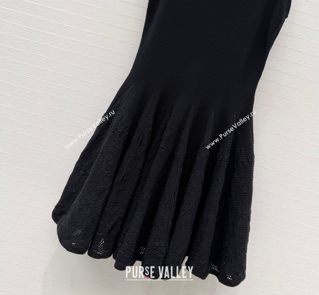 Alaia Skater Cotton Knit Dress Black 2026 AL031101 (QI-260311016)