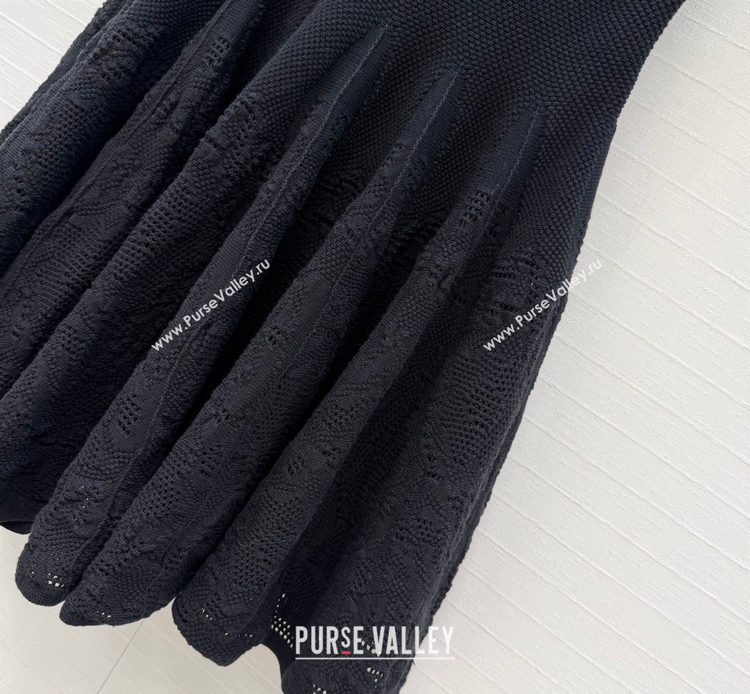 Alaia Skater Cotton Knit Dress Black 2026 AL031101 (QI-260311016)