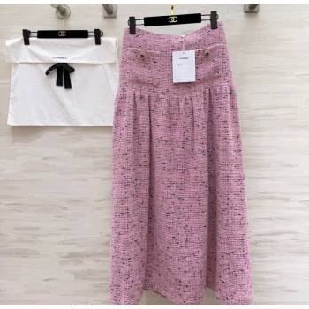Chanel Tweed Skirt Pink 2026 CH031101 (QI-260311002)
