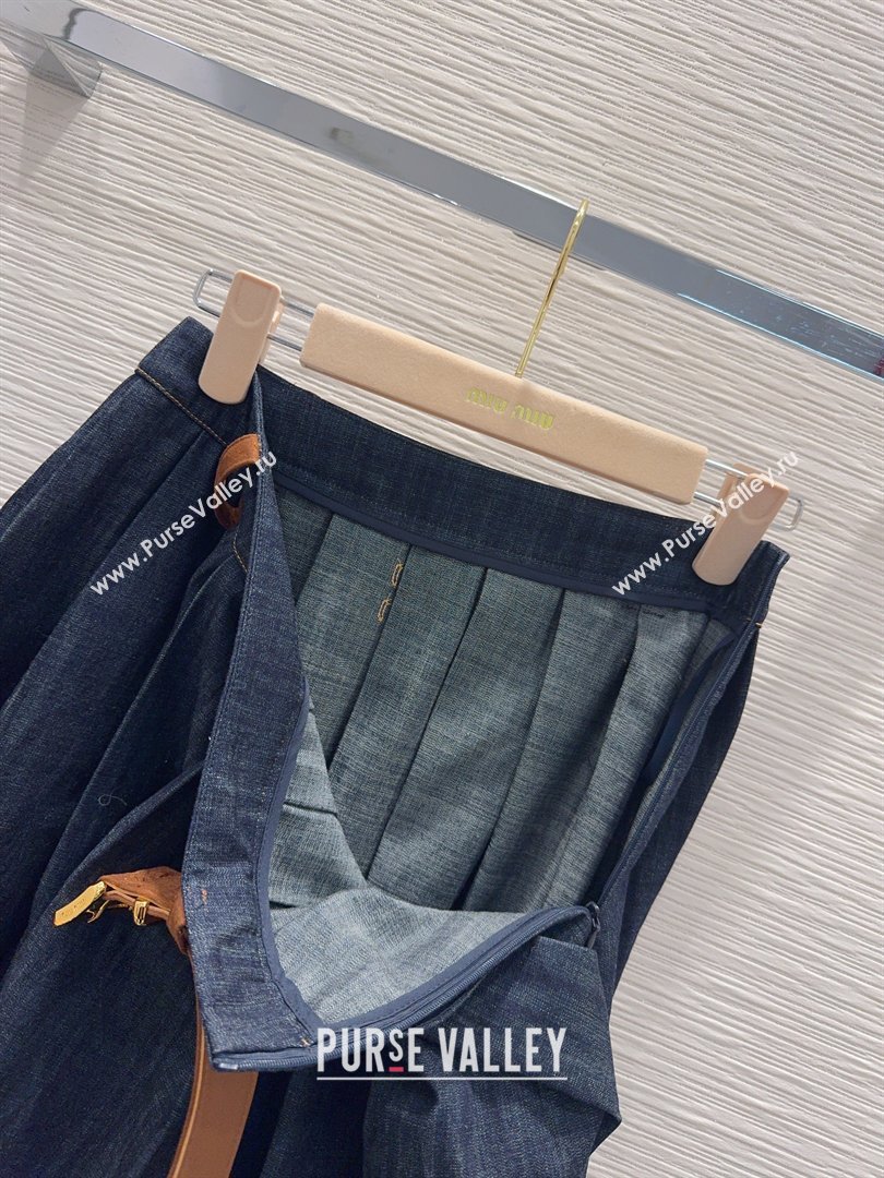 Miu Miu Denim Striped Skirt Blue 2026 MM031101 (QI-260311094)
