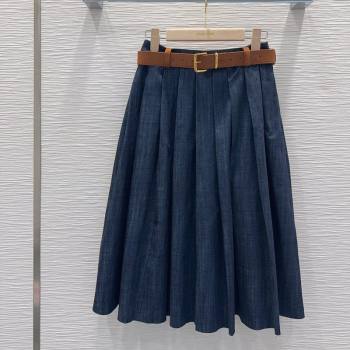 Miu Miu Denim Striped Skirt Blue 2026 MM031101 (QI-260311094)