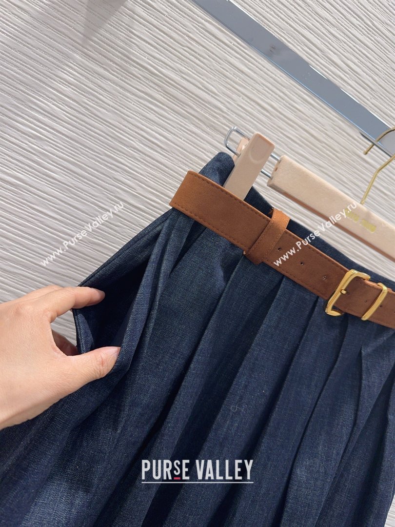 Miu Miu Denim Striped Skirt Blue 2026 MM031101 (QI-260311094)