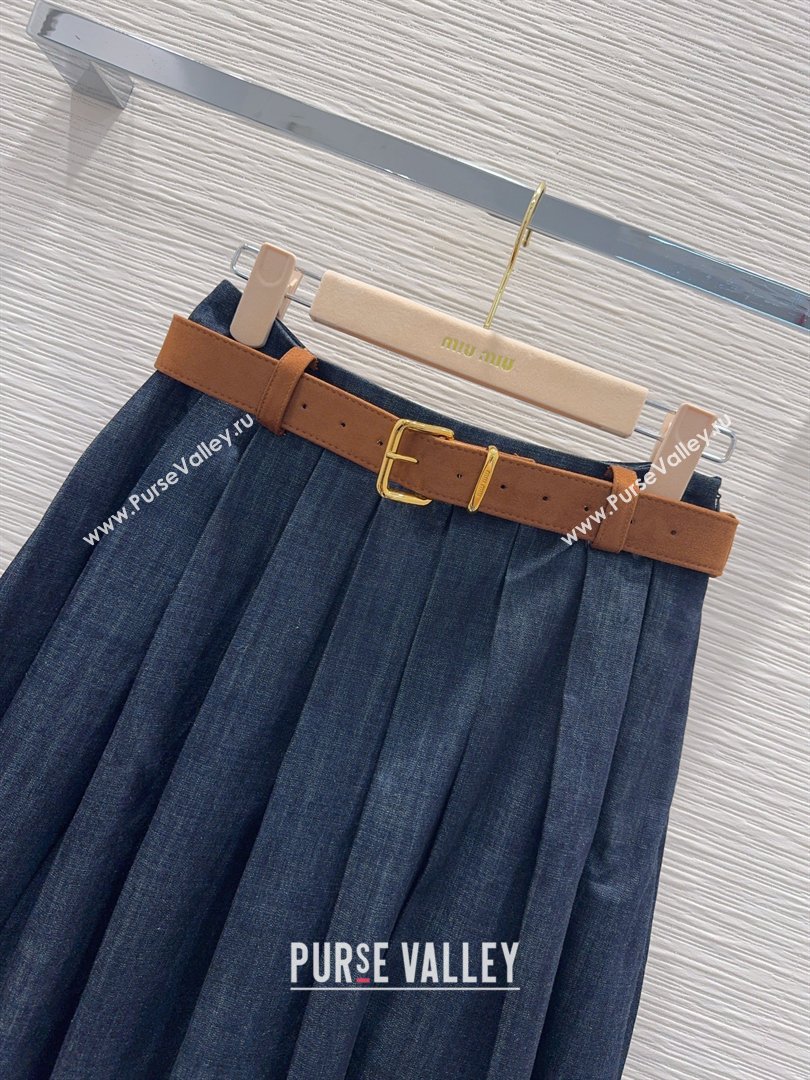 Miu Miu Denim Striped Skirt Blue 2026 MM031101 (QI-260311094)