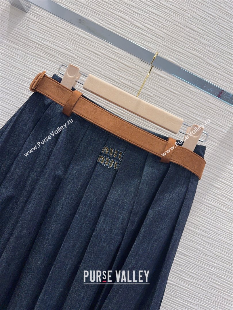 Miu Miu Denim Striped Skirt Blue 2026 MM031101 (QI-260311094)