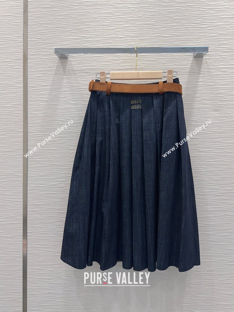 Miu Miu Denim Striped Skirt Blue 2026 MM031101 (QI-260311094)