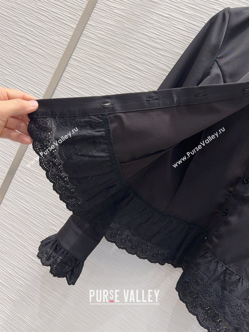 Miu Miu Ruffled Shirt Black 2026 MM031102 (QI-260311040)