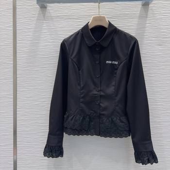Miu Miu Ruffled Shirt Black 2026 MM031102 (QI-260311040)