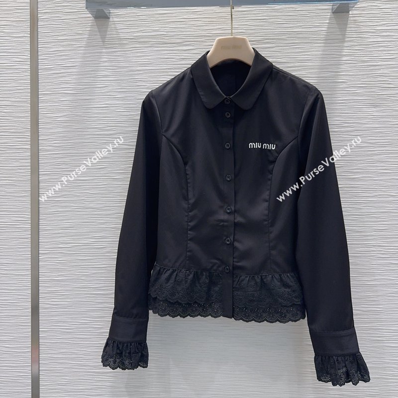 Miu Miu Ruffled Shirt Black 2026 MM031102 (QI-260311040)