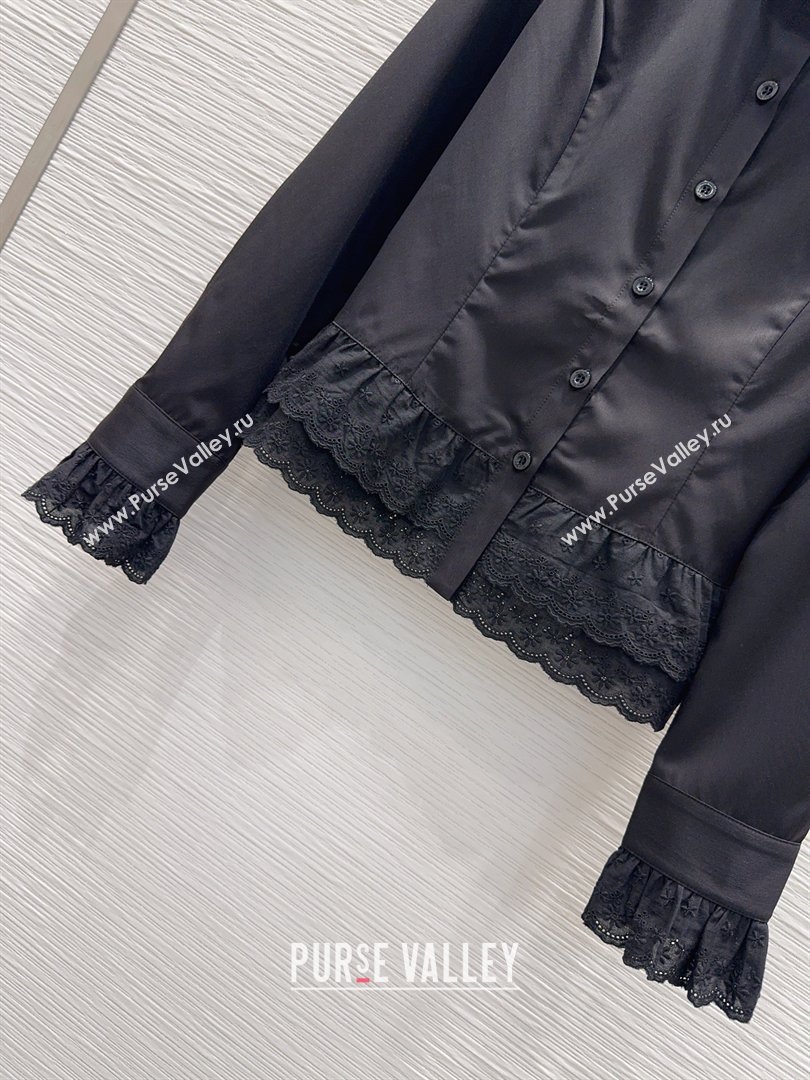 Miu Miu Ruffled Shirt Black 2026 MM031102 (QI-260311040)