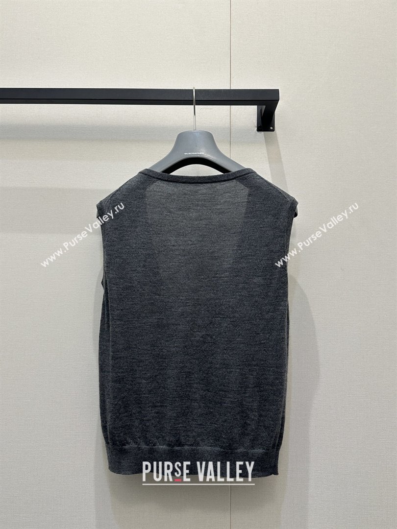 Prada V-Shaped Cashmere Vest Dark Grey 2026 PR031107 (QI-260311080)