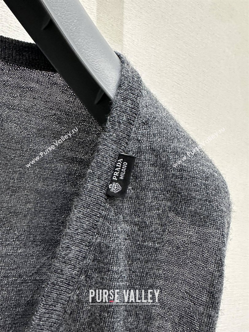 Prada V-Shaped Cashmere Vest Dark Grey 2026 PR031107 (QI-260311080)