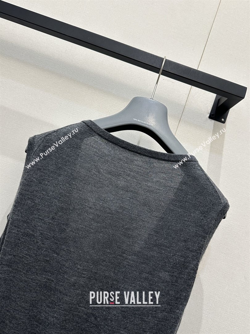 Prada V-Shaped Cashmere Vest Dark Grey 2026 PR031107 (QI-260311080)