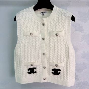 Chanel Knit Vest White 2026 CH031110 (QI-260311083)