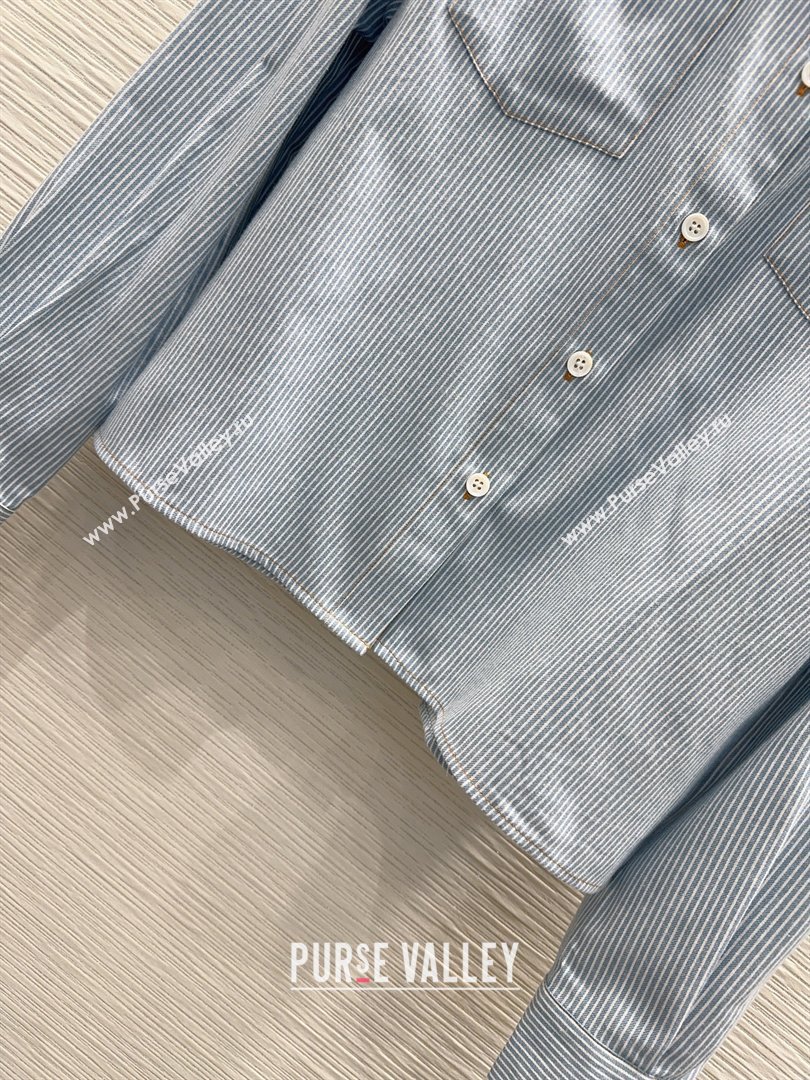 Miu Miu Cotton Striped Shirt Blue 2026 MM031101 (QI-260311092)