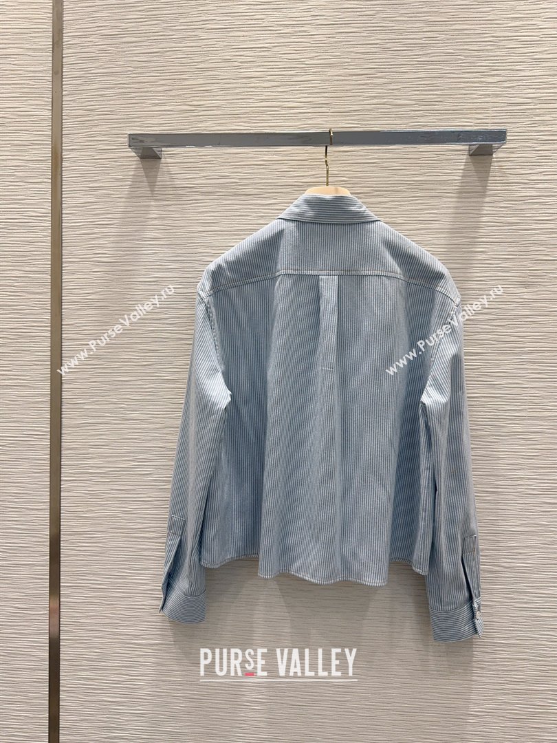 Miu Miu Cotton Striped Shirt Blue 2026 MM031101 (QI-260311092)