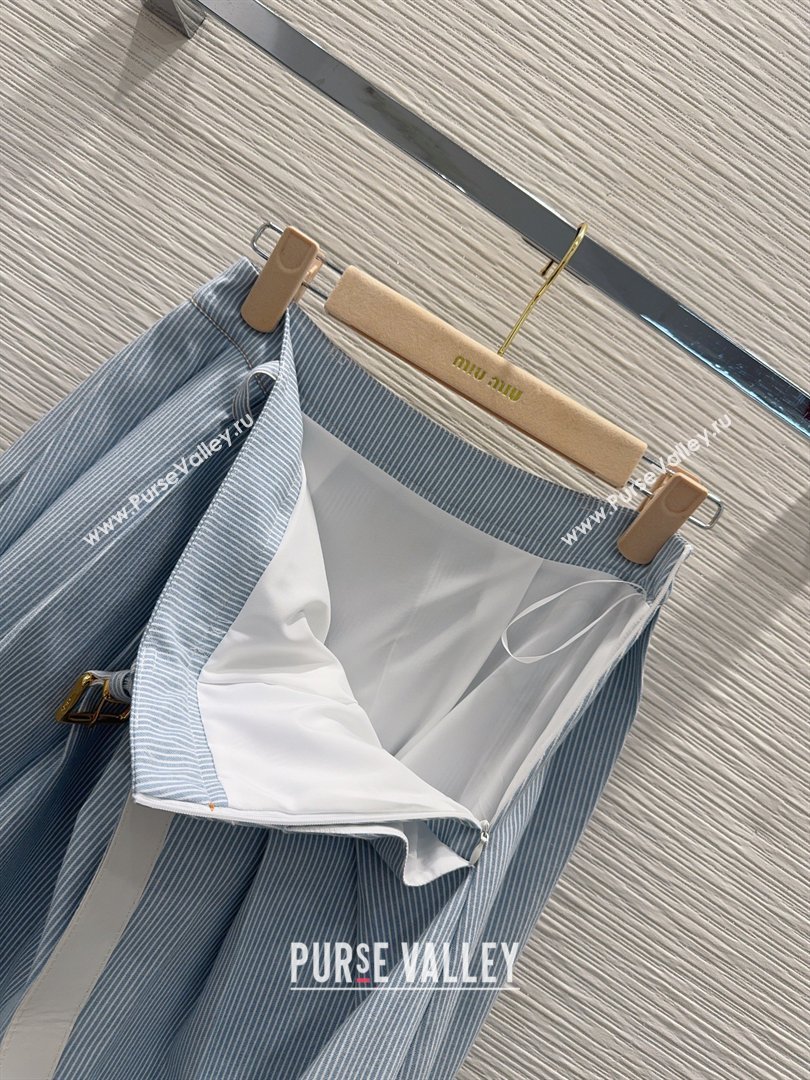 Miu Miu Cotton Striped Skirt Blue 2026 MM031101 (QI-260311093)