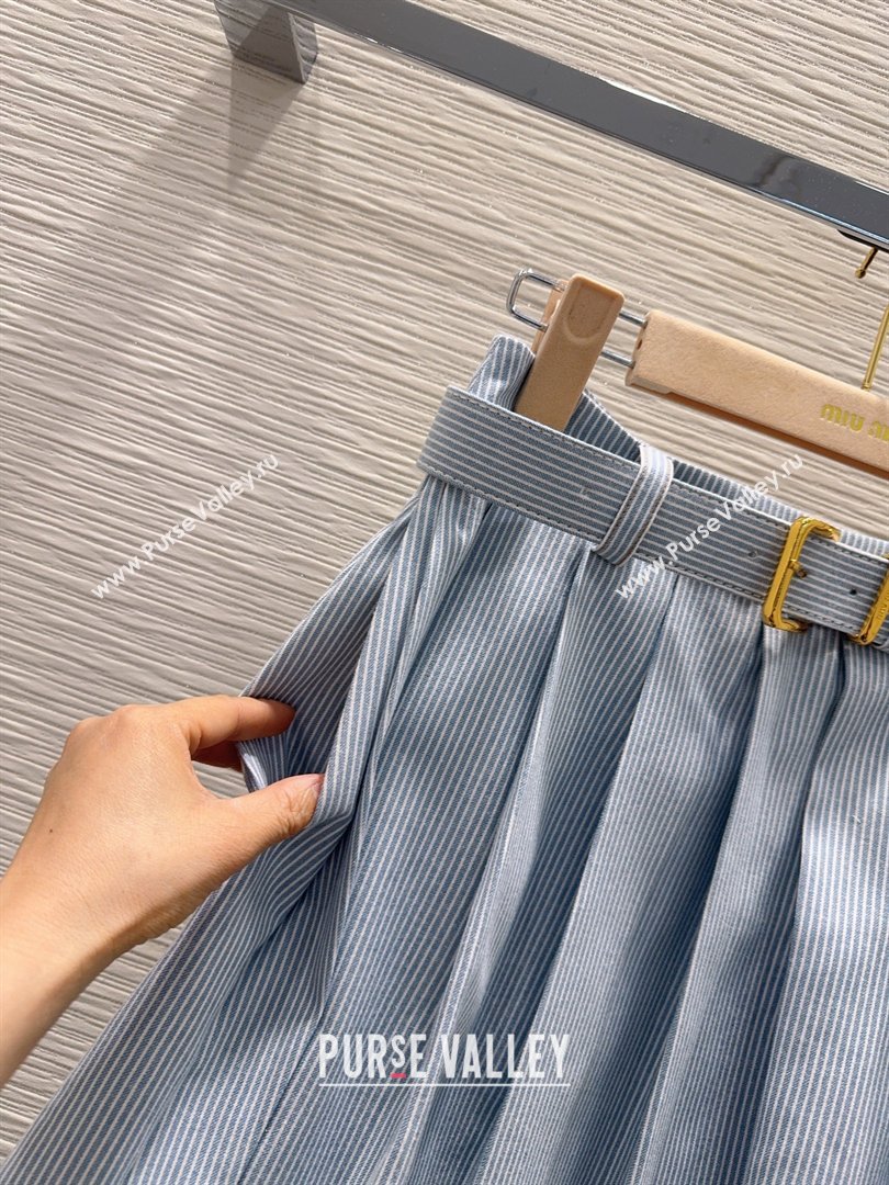 Miu Miu Cotton Striped Skirt Blue 2026 MM031101 (QI-260311093)