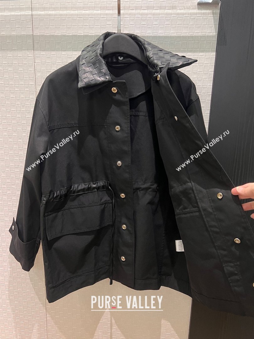 Bottega Veneta Leather Neck Jacket Black 2026 BV031105 (QI-260311006)