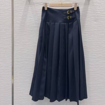 Miu Miu Long Skirt with Buckle Dark Blue 2026 MM031101 (QI-260311038)