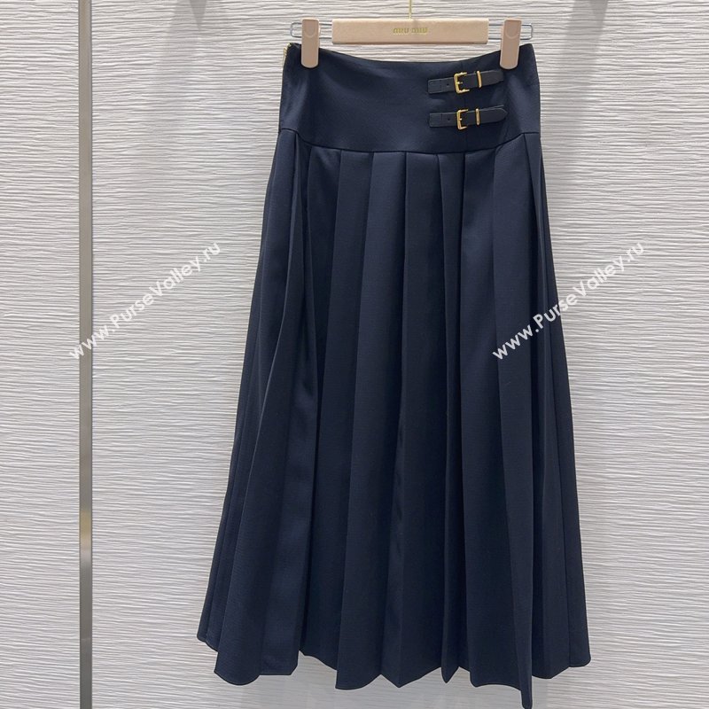 Miu Miu Long Skirt with Buckle Dark Blue 2026 MM031101 (QI-260311038)