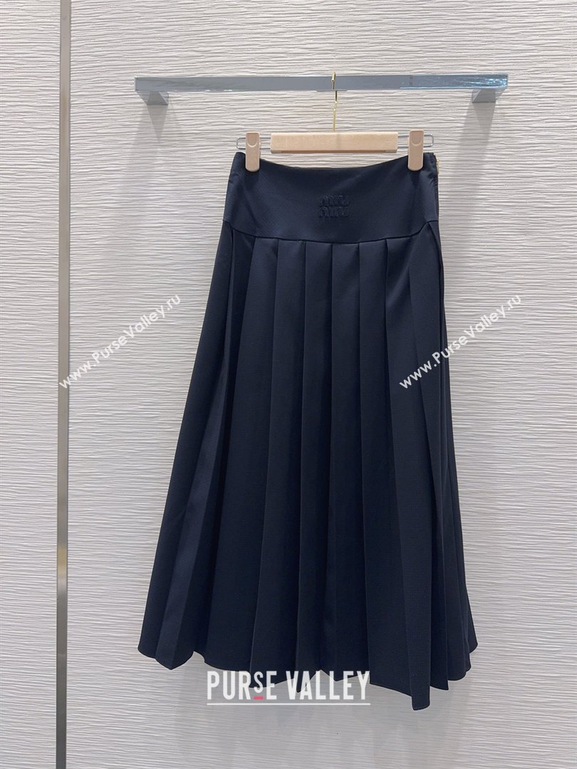 Miu Miu Long Skirt with Buckle Dark Blue 2026 MM031101 (QI-260311038)