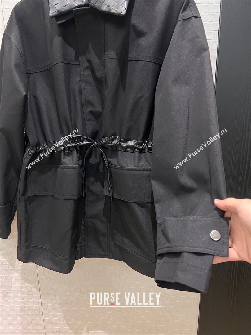 Bottega Veneta Leather Neck Jacket Black 2026 BV031105 (QI-260311006)