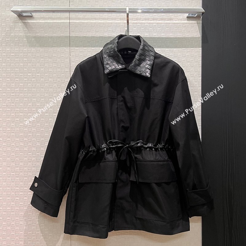 Bottega Veneta Leather Neck Jacket Black 2026 BV031105 (QI-260311006)