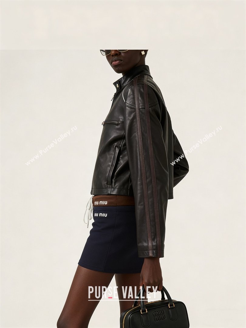 Miu Miu Lambskin Leather Jacket Black 2026 MM032309 (QI-260323022)