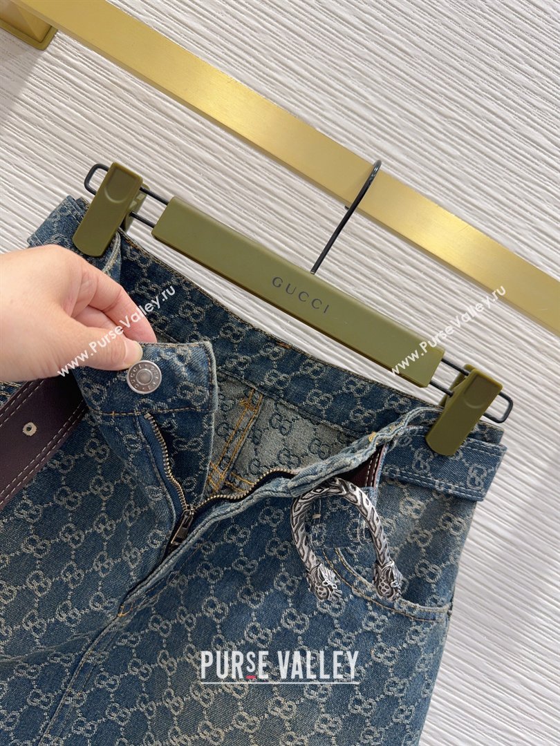 Gucci GG Denim Mini Skirt Blue 2026 GG032501 (QI-260325004)