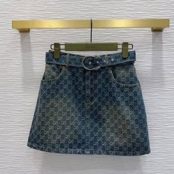 Gucci GG Denim Mini Skirt Blue 2026 GG032501 (QI-260325004)