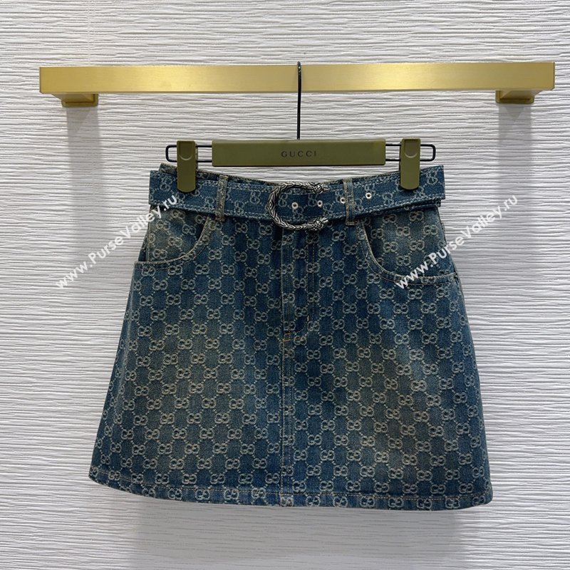 Gucci GG Denim Mini Skirt Blue 2026 GG032501 (QI-260325004)