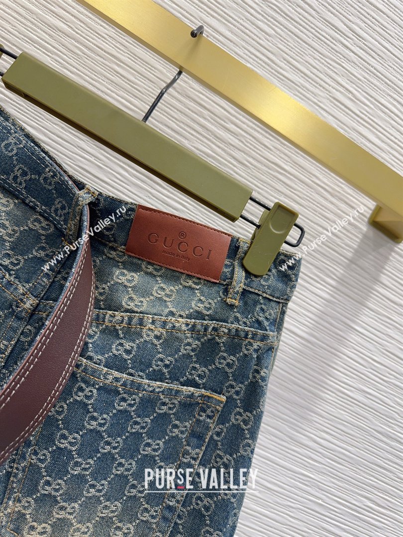 Gucci GG Denim Mini Skirt Blue 2026 GG032501 (QI-260325004)