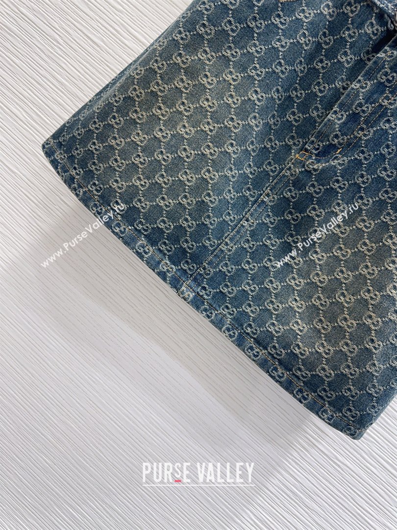 Gucci GG Denim Mini Skirt Blue 2026 GG032501 (QI-260325004)