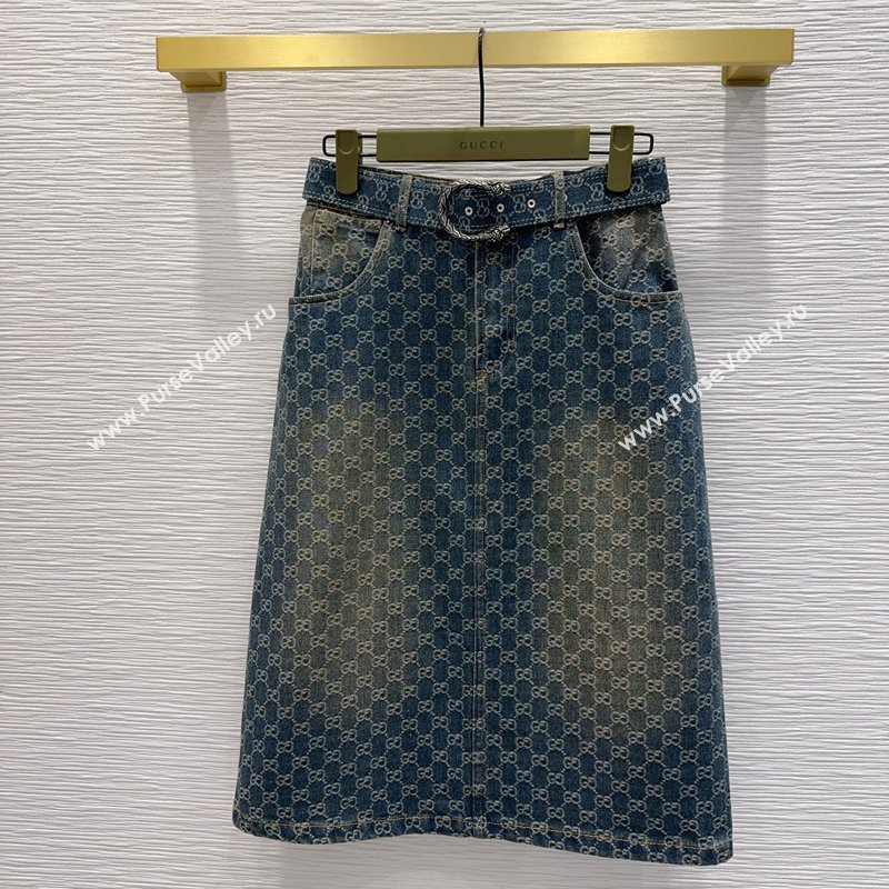 Gucci GG Denim Skirt Blue 2 2026 GG032501 (QI-260325008)