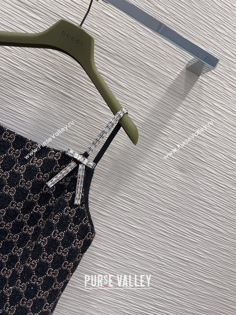 Gucci GG Strass Dress with Bow Black/Gold 2026 GG032502 (QI-260325011)