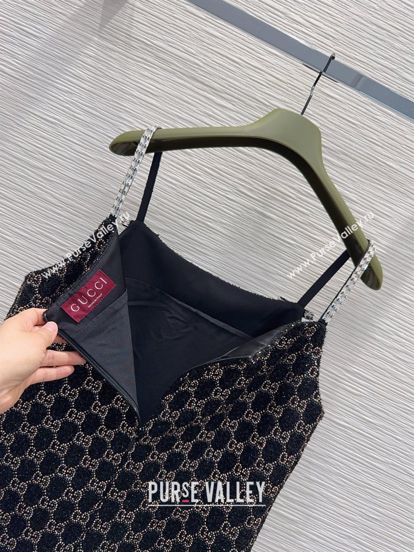 Gucci GG Strass Dress with Bow Black/Gold 2026 GG032502 (QI-260325011)