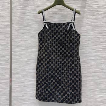 Gucci GG Strass Dress with Bow Black/Gold 2026 GG032502 (QI-260325011)