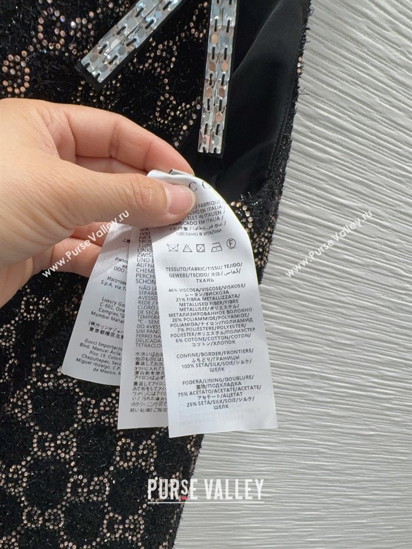 Gucci GG Strass Dress with Bow Black/Gold 2026 GG032502 (QI-260325011)