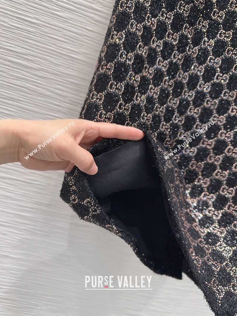 Gucci GG Strass Skirt Black/Gold 2026 GG032502 (QI-260325012)
