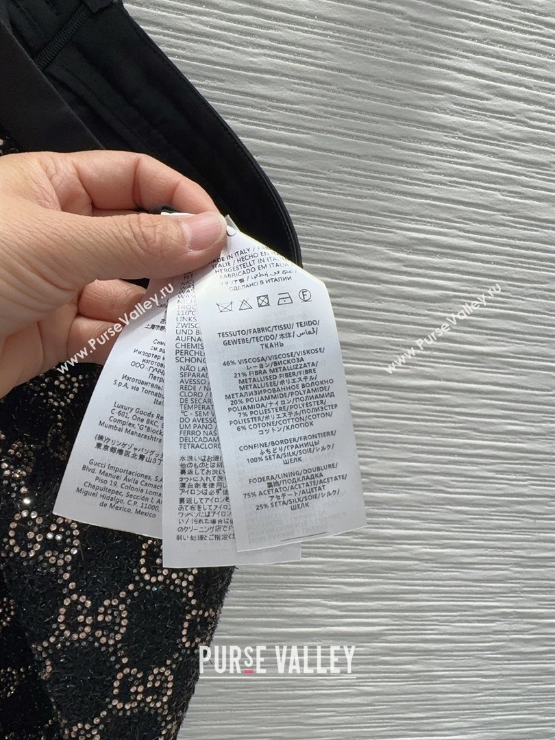 Gucci GG Strass Skirt Black/Gold 2026 GG032502 (QI-260325012)