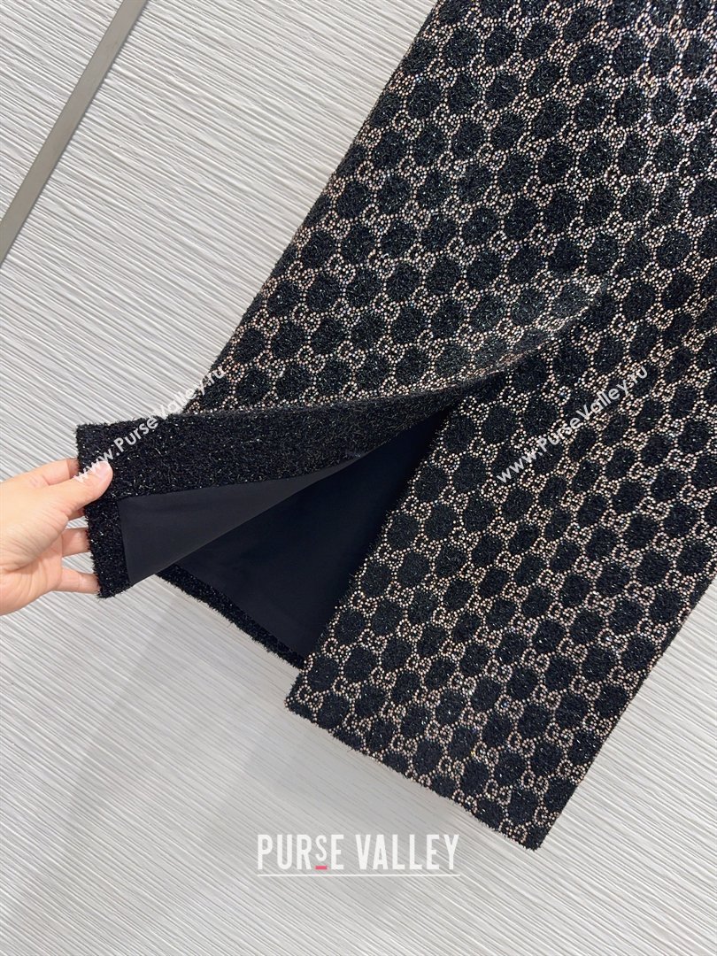 Gucci GG Strass Skirt Black/Gold 2026 GG032502 (QI-260325012)