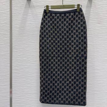 Gucci GG Strass Skirt Black/Gold 2026 GG032502 (QI-260325012)